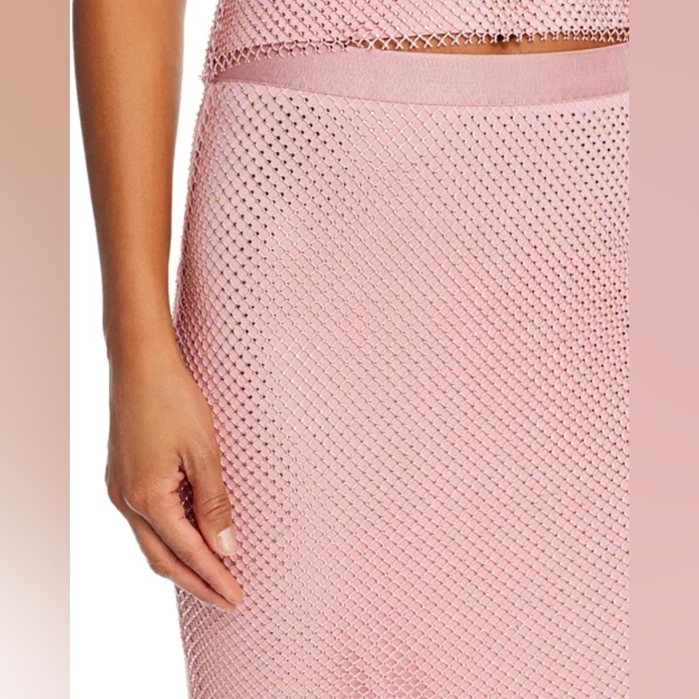 Aqua Co Ord Set Crystal Embellished Mesh Midi Skirt And Top Size Small - Picture 3 of 16